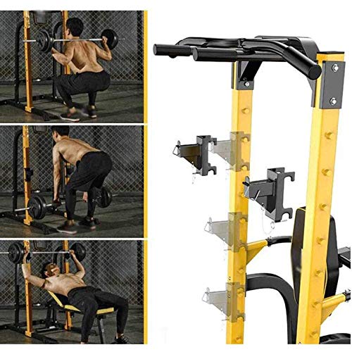DSWHM Fitness Equipment Strength Training Weight Racks Power Tower Weight Lifting Squat Rack Dip Station Pull-Up Bar Push-Up Grips Stands Adjustable Height Home Fitness Workout Station