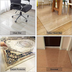 HOBBOY Clear PVC Chair Mat for Hard Wood/Tile Floors, Extra Long Carpet Protector - 1.5mm Thick