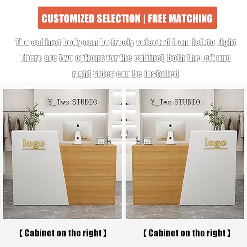 HSHBDDM Modern Reception Counter Desk with Drawers 140x42x100cm D-Right