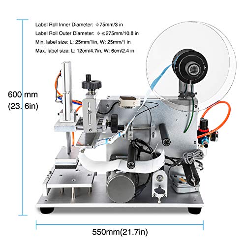Hanchen Semi-Automatic Plane Labeling Machine, Adjustable Labeler for Flat Square Bottles (110v)
