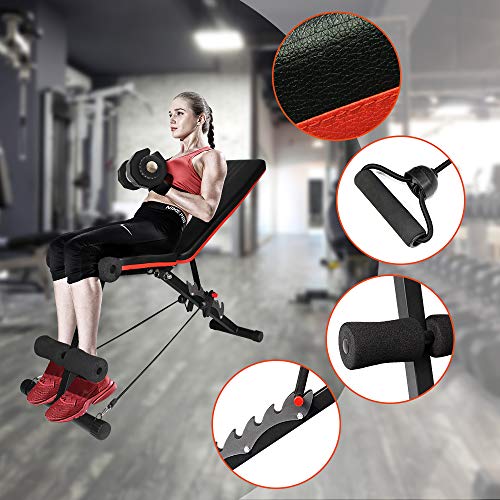 Ativafit Adjustable Weight Bench for Full Body Workout Multi-Purpose Utility Weight Bench Foldable Flat Bench Press for Home Gym… (Black)
