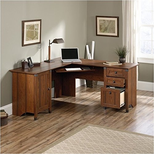 Pemberly Row L Shaped Computer Desk in Washington Cherry