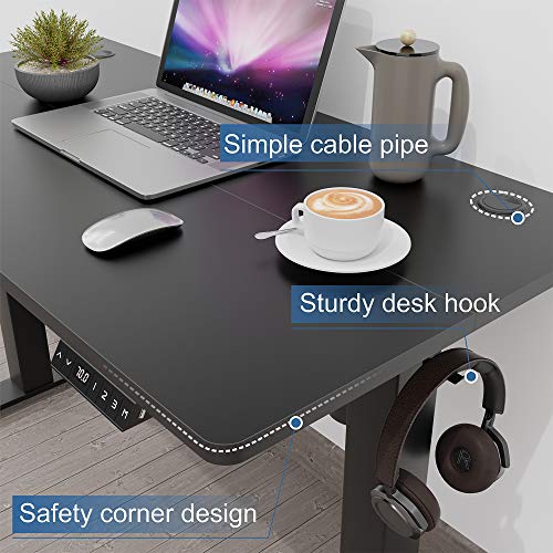 Shintenchi Electric Standing Desk, 63 x 24 Inch Height Adjustable Sit Stand Desk Morder Home Office Stand Up Desk Computer Work Station with Splice Board,Black