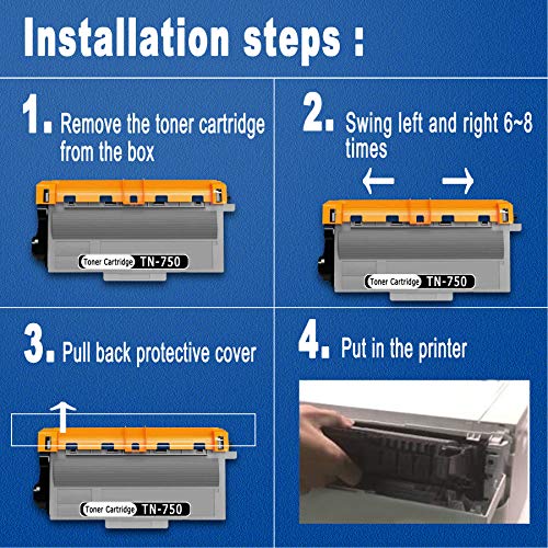 [4 Pack,Black] TN-750 Toner Cartridge & DR-720 Drum Unit Compatible Replacement for Brother hl-5440D 5450DN 5470DW/DWT 6180DW/DWT DCP-8110DN 8150DN 8510DN MFC-8710DW 8810DW 8910DW Printer