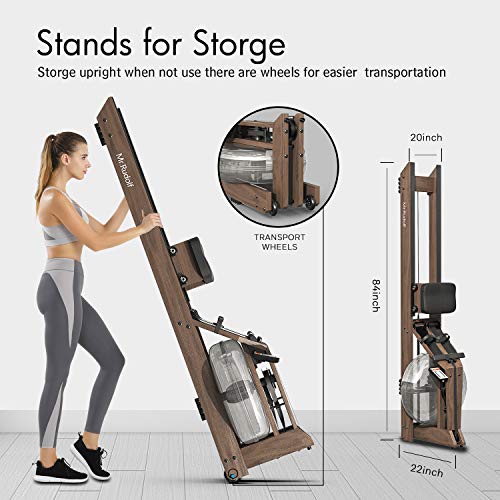 Mr. Rudolf Water Rowing Machines for Home Use,Black Walnut Wood Rower with Bluetooth Monitor - Indoor FitnessExercise Equipment(Included an Electric Pump and A Dust Cover)