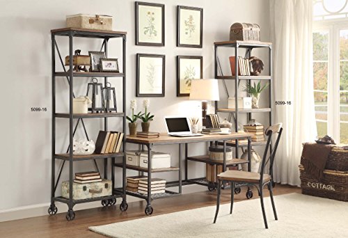 Homelegance 5099-15 Wood and Metal Writing Desk, Brown/Black