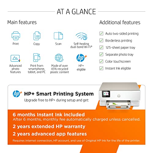 HP Envy Inspire 7255e Wireless Color All-in-One Printer with Bonus 6 Months Instant Ink with HP+ (1W2Y9A)