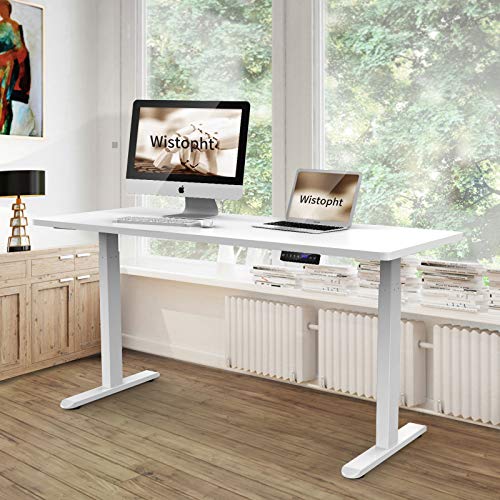 Wistopht Electric Stand up Desk Frame, Dual Motor Height Adjustable Sit Stand Standing Desk Cable Management Rack Base Workstation, Heavy Duty Table Frame with Memory Controller