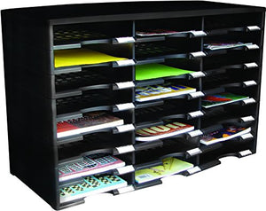 Storex Modular 24-Compartment Literature Organizer, Black, (61435U01C)