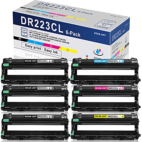 6PK (3BK+1C+1M+1Y) High Yield Drum Unit DR223CL DR-223CL Compatible Replacement for Brother MFC 3770CDW L3710CW L3750CDW L3730CDW HL 3230CDW 3270CDW 3230CDN 3290CDW DCP L3510CDW L3550CDW Printer