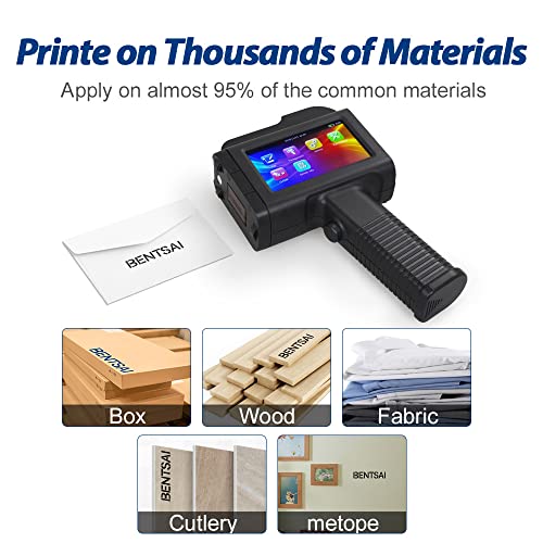 BENTSAI B30 1 Inch Handheld Printer Labeler with 4.3 Inch HD LED Touch Screen Bottle Wood Printer use for QR-Code Barcode Production Date DIY Logo Print on Card Bag Box Labeler