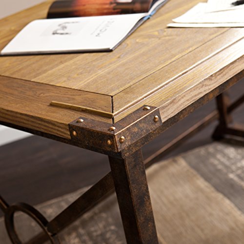 Southern Enterprises Knightley Tilt Top Drafting Table - 51.5" Wide - Oak Wood Finish w/Antique Brass