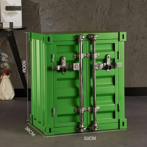 Industrial Retro Metal Storage Cabinet, Double Door Lockers, Blue/Green, 50x38x60cm