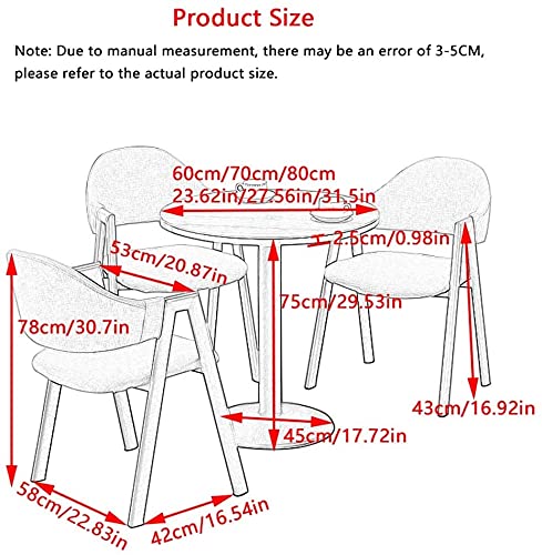 AkosOL Office Table and Chair Set - Solid Wood Round Table with 4 Chairs (70cm)