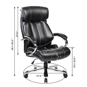 United Office Chair 9352BR 9352Bk High Back Leather Big and Tall 400 LBS Executive Swivel Office Computer Desk Chair (Black)