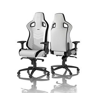 noblechairs Epic Gaming Chair - Office Chair - Desk Chair - PU Faux Leather - 265 lbs - 135° Reclinable - Lumbar Support Cushion - Racing Seat Design - White/Black