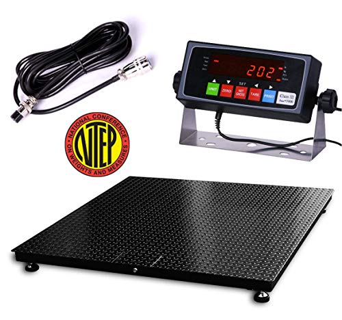 PEC Scales NTEP Certified Legal for Trade Floor Scale Heavy Duty Industrial Pallet Scale with Indicator (36x36)