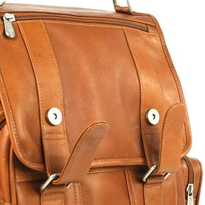 Piel Leather Double Loop Flap-Over Laptop Backpack, Saddle, One Size