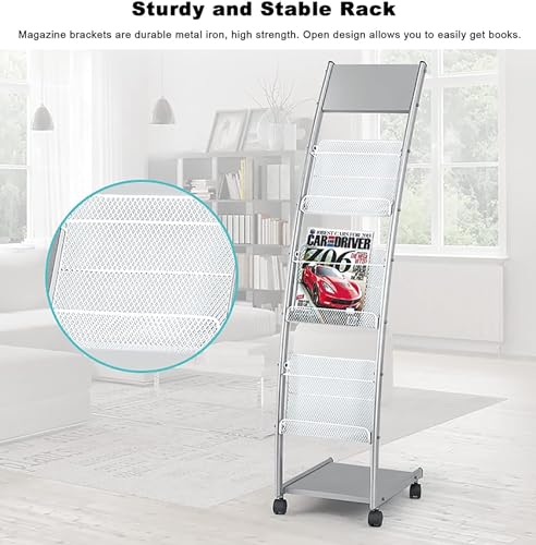 WEBERT Floor Standing Magazine Rack with 3 Pockets