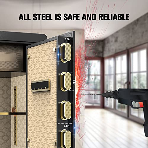 Virabit Safe Box with Waterproof Fireproof Document Bag, 2.4 Cubic Feet Solid Alloy Steel Safe with Double Key Lock & Password, Electronic Digital Safe Box for Protect Jewelry, Valuables