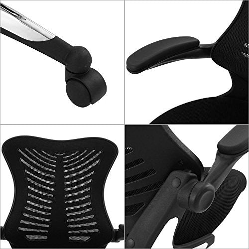 Modrine Ergonomic Swivel Drafting Chair, Height Adjustable Breathable Mesh Back with Steel Footring, Flip-up Padded Armrest Wheel Fabric Lumbar Support Seat (Style 2)