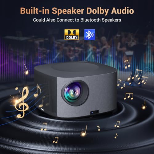HAPPRUN 4K Android TV Projector with WiFi, Bluetooth, and Dolby Audio