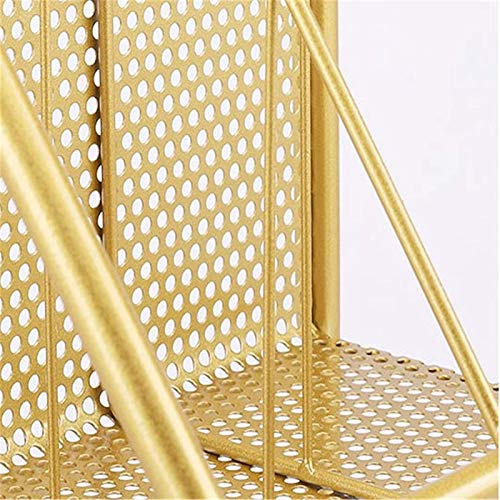 Rotating Bookshelf Display Stand File Rack Magazine Rack Iron Bookshelf (Gold2, 35x28x99cm)