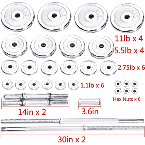 BOSALY 110 LBs Adjustable Dumbbells Barbell Weights Set with Bar, Home Gym Lifting Dumbbells Strength Training Equipment, for Indoor Body Workout Fitness