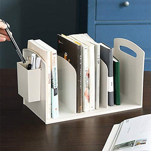 WASHLA Desktop Bookshelf File Rack with Pen Holder Box (Color: D)