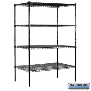 Salsbury Industries Stationary Wire Shelving Unit, 48-Inch Wide by 74-Inch High by 24-Inch Deep, Black