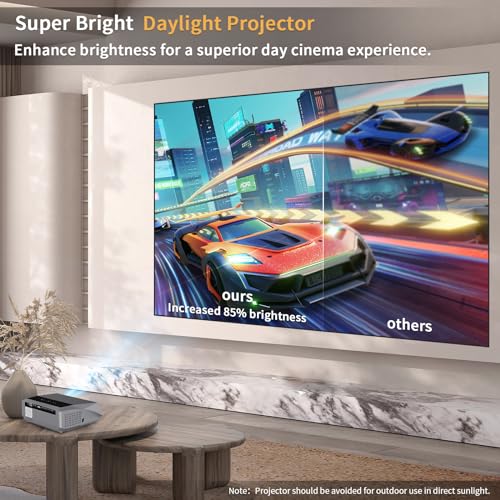 ZCGIOBN 4K Daylight Projector with Auto Focus & Keystone, 5G WiFi, Bluetooth, 1200ANSI, Android TV - 100" Anti-light Screen
