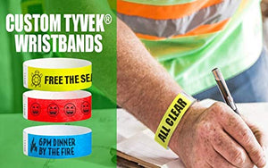 Custom 3/4 inch Tyvek Wristbands for Events - Image or Logo Personalized (Paper-Like) Bracelets - Neon Blue - 10,000 Count
