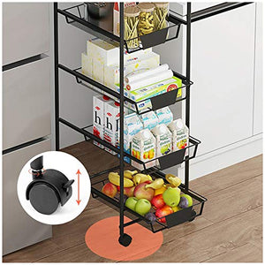 ZXCVASDF Rolling Storage Cart with Metal Drawer and Tabletop - Locking Wheels, 3-Tier