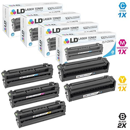 LD Compatible Toner Cartridge Replacement for Samsung CLT-503 High Yield (2 Black, 1 Cyan, 1 Magenta, 1 Yellow, 5-Pack)