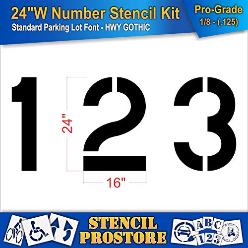 Pavement Stencils - 24 inch - Number KIT Stencil Set - (12 Piece) - 24" x 16" x 1/8" (128 mil) - Pro-Grade