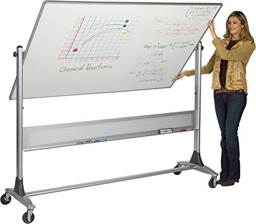 Best-Rite 669RG-DD Platinum Mobile Reversible Whiteboard Easel, 4 x 6 Feet Panel Size, Porcelain Steel Markerboard Surface
