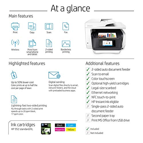HP OfficeJet Pro 8720 All-in-One Wireless Printer, HP Instant Ink & Amazon Dash Replenishment ready - White (M9L75A)