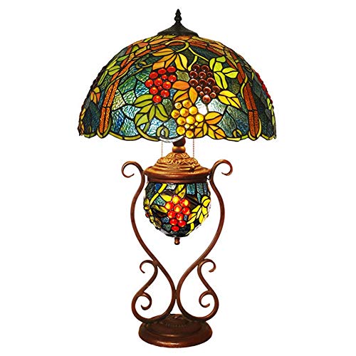Xihe Tiffany Antique Table Lamp 17" Handmade Stained Glass American Classical Living Room Lamp