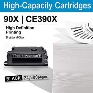 4 Pack Black High Yield Toner Cartridge 90X | CE390X Replacement for HP Enterprise 600 M601n M602x M603n M603dn M603xh M4555h MFP M4555 MFP M4555fskm MFP Laser Printer Ink Cartridge.