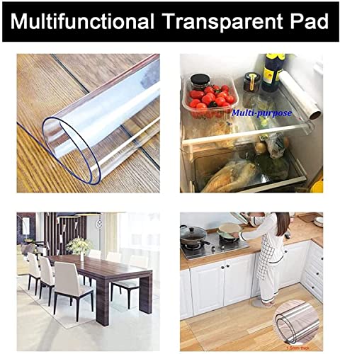 ZHOUHONG Transparent Hard-Floor Chair Mats for Carpeted Floor, 1.5/2mm Thick, Various Widths - Non-Slip Vinyl Runner Rug for Hardwood Floor