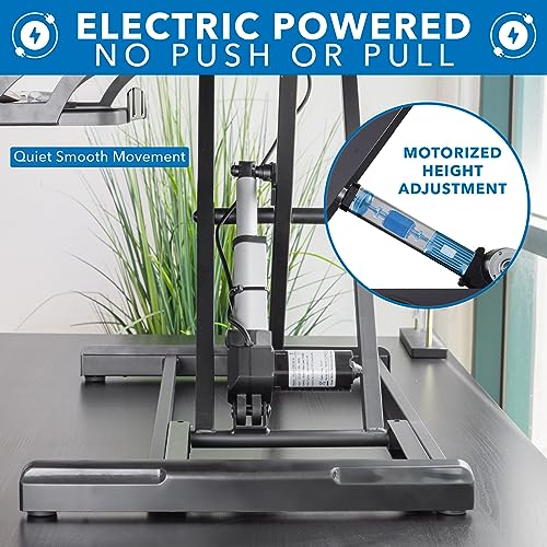 Mount-It! Electric Standing Desk Converter with 38" Tabletop, Height Adjustable Sit Stand Desk Riser, Motorized, Keyboard Tray, Device Slot - Black