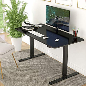 Electric Standing Desk Height Adjustable Desk, 48 x 24 Inches Computer Desk for Workstation Home Office Table Sit Stand Desk with Splice Board/Black Frame