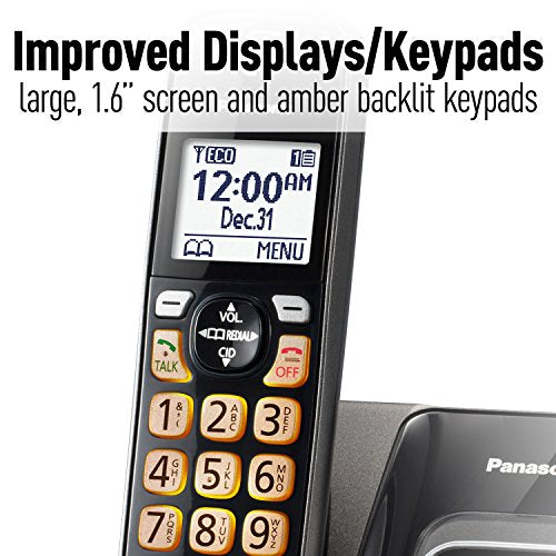 Panasonic Cordless Phone System with Call Block - 5 Handsets - KX-TGD535M (Metallic Black)