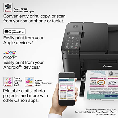 Canon PIXMA TR4720 All-in-One Wireless Printer for Home use, with Auto Document Feeder, Mobile Printing and Built-in Fax, Black
