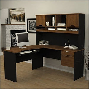 Bowery Hill L-Shaped Computer Workstation with Hutch in Tuscany Brown