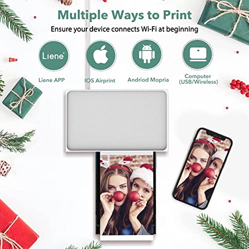 Liene 4x6'' Photo Printer Bundle (60 pcs +2 Ink Cartridges), Wi-Fi Picture Printer, Photo Printer for iPhone, Android, Smartphone, Computer, Dye-Sublimation, Portable Photo Printer for Home Use