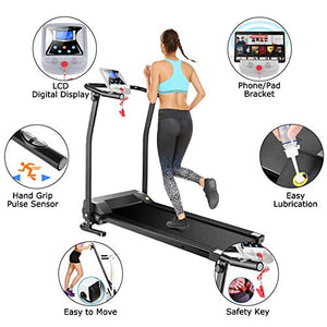 Mauccau Folding Electric Treadmill Exercise Machine with LCD Display Fitness Trainer Walking Running Machine for Home Gym