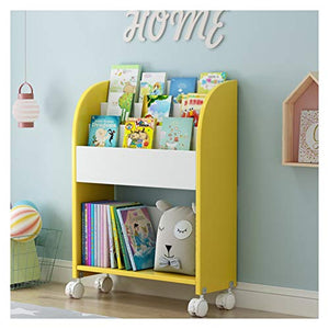 Zenglingliang Children's Adjustable Desktop Bookshelf with Wheel Casters - Yellow