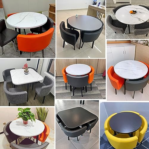 HARELA Office Table and Chair Set - White+Blue, Business Coffee & Dining Table, Small Conference Room Furniture