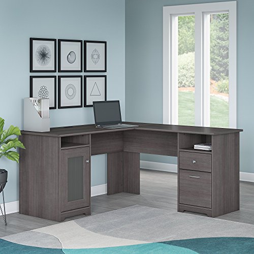 Bush Furniture Cabot L Shaped Computer Desk, Heather Gray